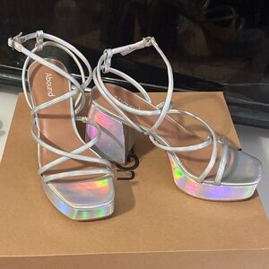 Abound Iridescent Silver Platform Heels